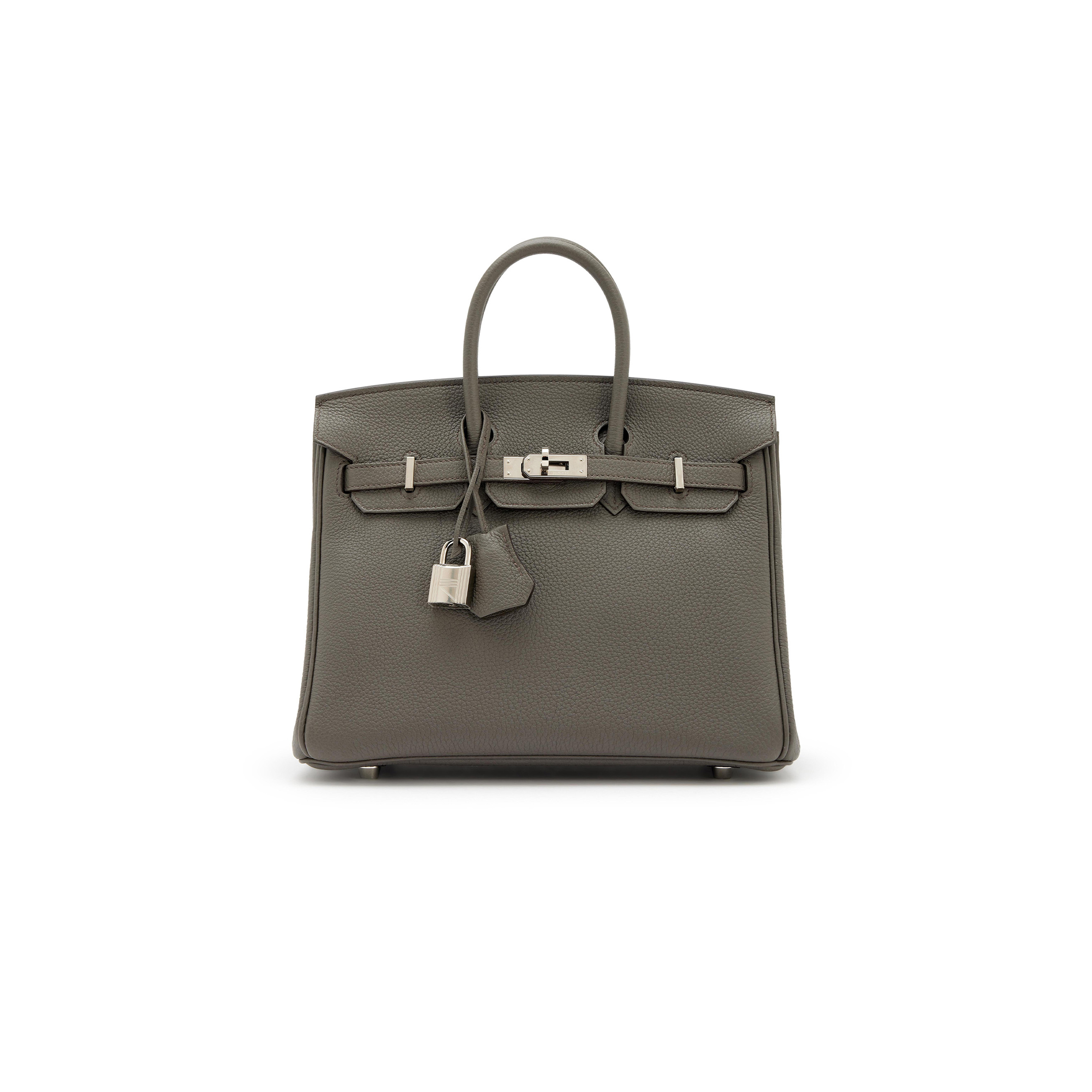 HERMES BIRKIN 25 TOGO LEATHER PEWTER GREY SILVER BUCKLE BAG BK258FTGSS (25*20*13cm)